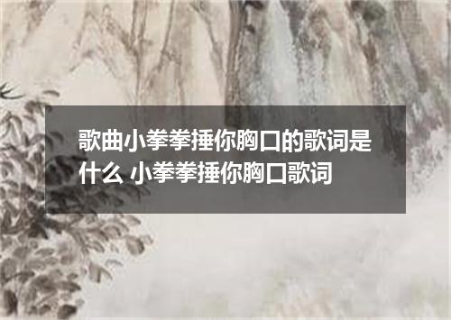 歌曲小拳拳捶你胸口的歌词是什么 小拳拳捶你胸口歌词