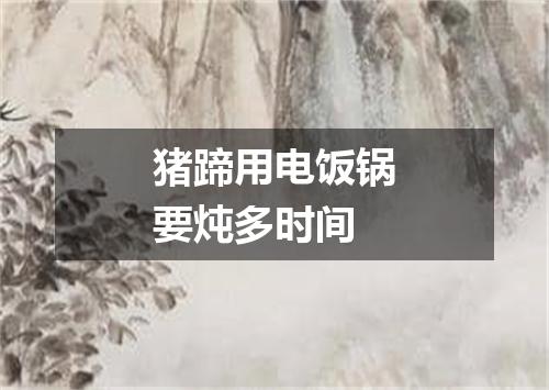 猪蹄用电饭锅要炖多时间