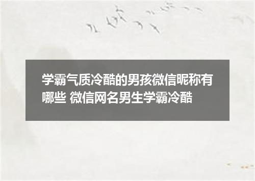 学霸气质冷酷的男孩微信昵称有哪些 微信网名男生学霸冷酷