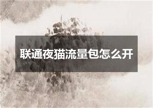 联通夜猫流量包怎么开
