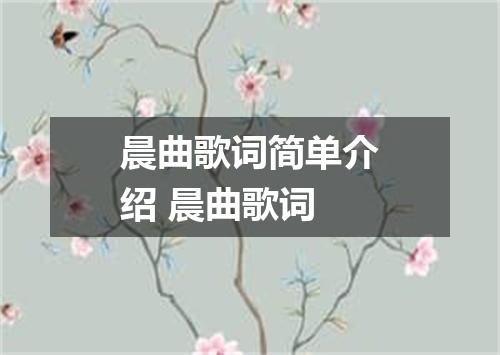 晨曲歌词简单介绍 晨曲歌词