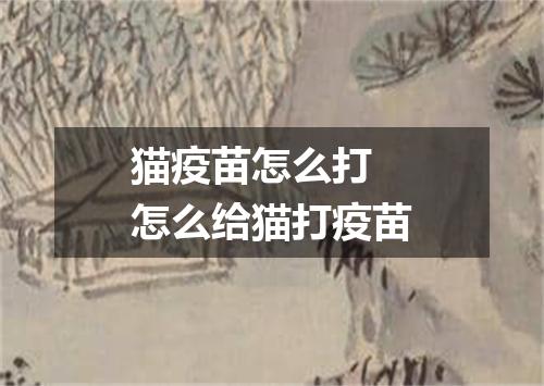 猫疫苗怎么打 怎么给猫打疫苗