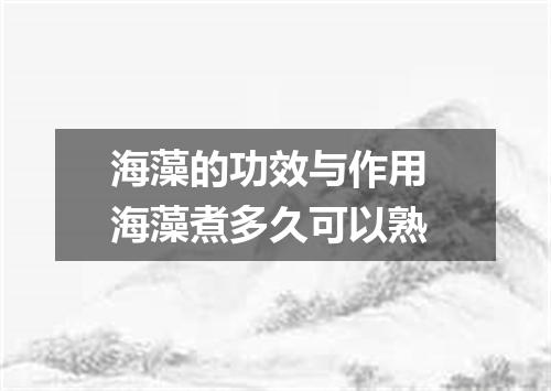 海藻的功效与作用 海藻煮多久可以熟