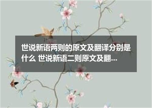 世说新语两则的原文及翻译分别是什么 世说新语二则原文及翻译
