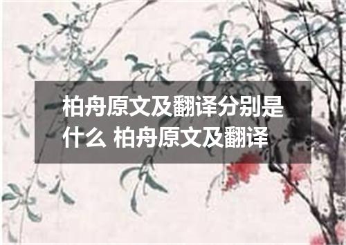 柏舟原文及翻译分别是什么 柏舟原文及翻译