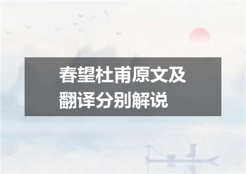 春望杜甫原文及翻译分别解说