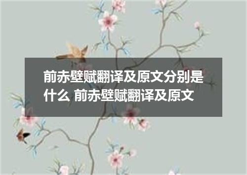 前赤壁赋翻译及原文分别是什么 前赤壁赋翻译及原文