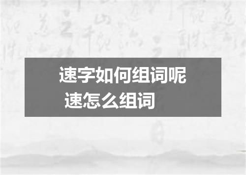 速字如何组词呢 速怎么组词