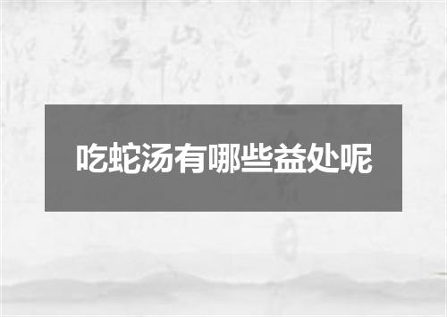 吃蛇汤有哪些益处呢