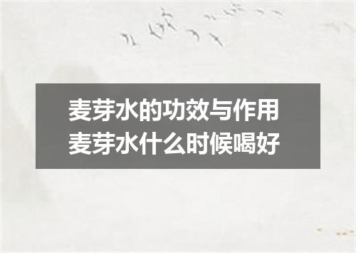 麦芽水的功效与作用 麦芽水什么时候喝好