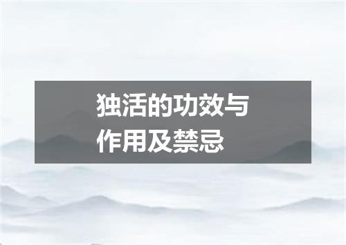 独活的功效与作用及禁忌