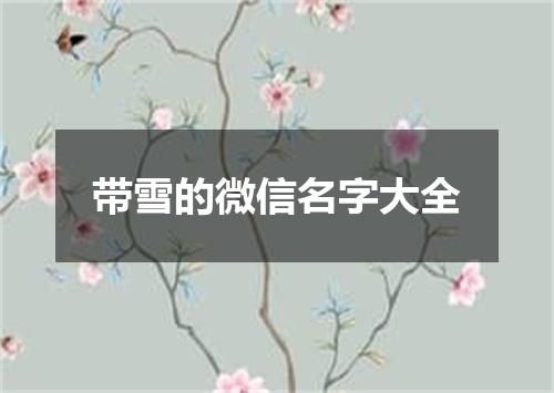 带雪的微信名字大全