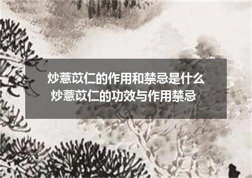 炒薏苡仁的作用和禁忌是什么 炒薏苡仁的功效与作用禁忌