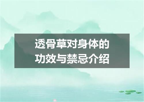 透骨草对身体的功效与禁忌介绍