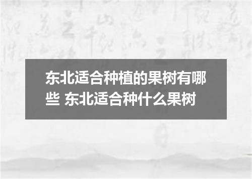 东北适合种植的果树有哪些 东北适合种什么果树