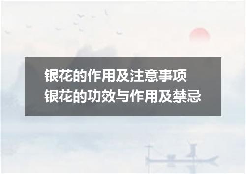 银花的作用及注意事项 银花的功效与作用及禁忌