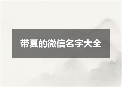 带夏的微信名字大全