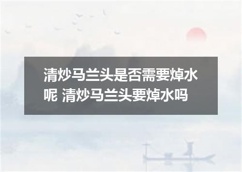 清炒马兰头是否需要焯水呢 清炒马兰头要焯水吗