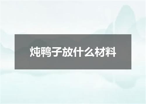 炖鸭子放什么材料