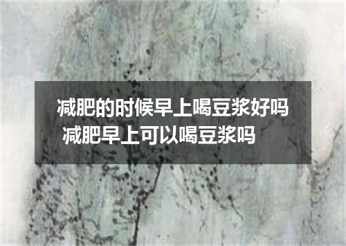 减肥的时候早上喝豆浆好吗 减肥早上可以喝豆浆吗