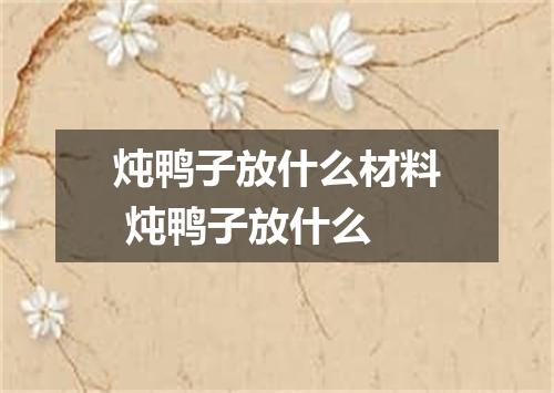 炖鸭子放什么材料 炖鸭子放什么