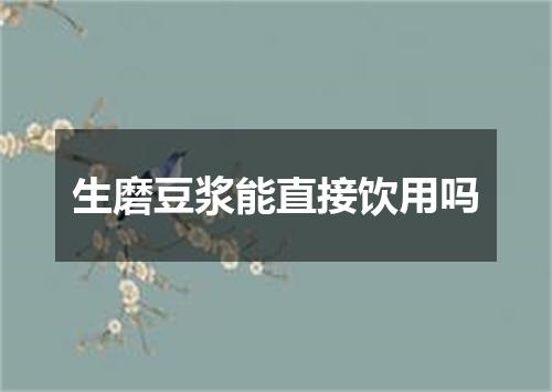 生磨豆浆能直接饮用吗