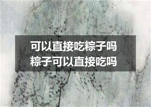 可以直接吃粽子吗 粽子可以直接吃吗