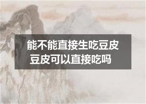 能不能直接生吃豆皮 豆皮可以直接吃吗