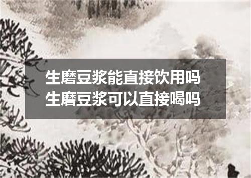 生磨豆浆能直接饮用吗 生磨豆浆可以直接喝吗