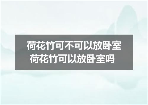 荷花竹可不可以放卧室 荷花竹可以放卧室吗