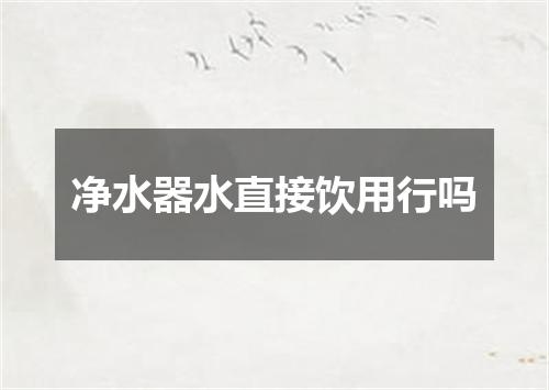 净水器水直接饮用行吗