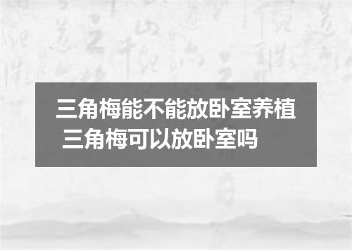 三角梅能不能放卧室养植 三角梅可以放卧室吗