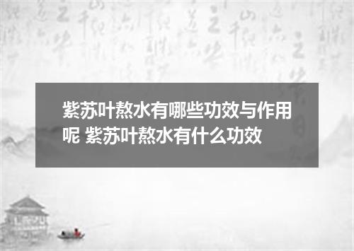 紫苏叶熬水有哪些功效与作用呢 紫苏叶熬水有什么功效