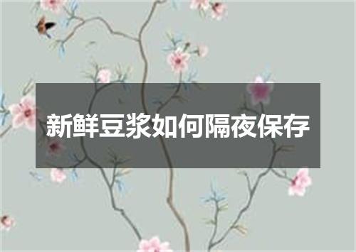 新鲜豆浆如何隔夜保存