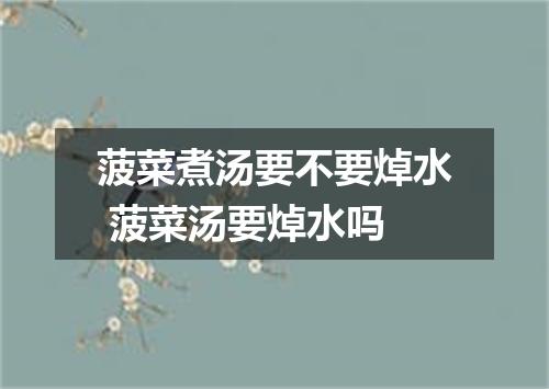 菠菜煮汤要不要焯水 菠菜汤要焯水吗