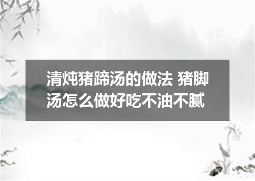 清炖猪蹄汤的做法 猪脚汤怎么做好吃不油不腻