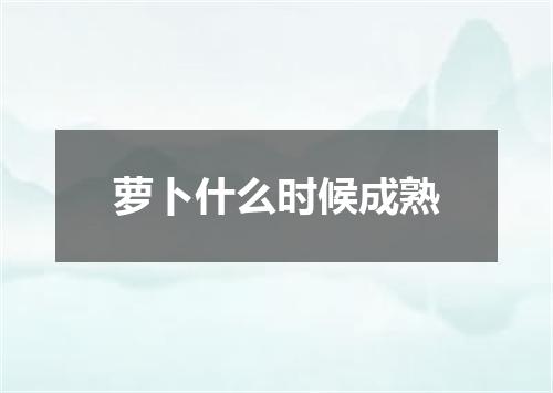 萝卜什么时候成熟