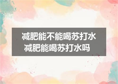 减肥能不能喝苏打水 减肥能喝苏打水吗