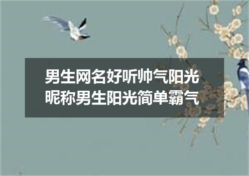 男生网名好听帅气阳光 昵称男生阳光简单霸气