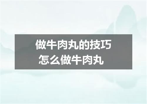 做牛肉丸的技巧 怎么做牛肉丸