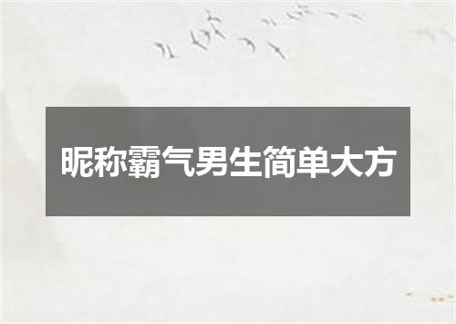 昵称霸气男生简单大方