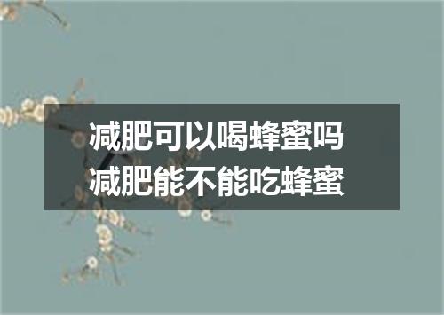 减肥可以喝蜂蜜吗 减肥能不能吃蜂蜜