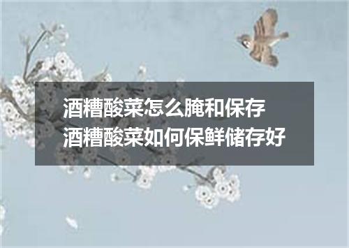 酒糟酸菜怎么腌和保存 酒糟酸菜如何保鲜储存好