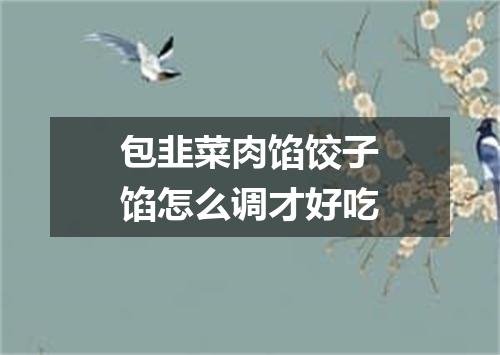 包韭菜肉馅饺子馅怎么调才好吃