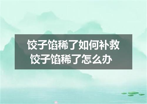 饺子馅稀了如何补救 饺子馅稀了怎么办