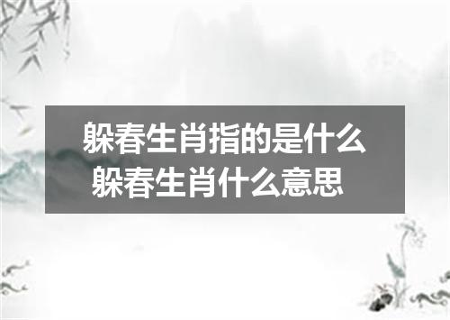 躲春生肖指的是什么 躲春生肖什么意思