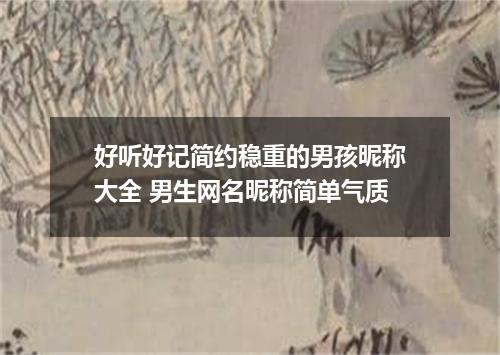 好听好记简约稳重的男孩昵称大全 男生网名昵称简单气质