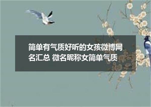 简单有气质好听的女孩微博网名汇总 微名昵称女简单气质