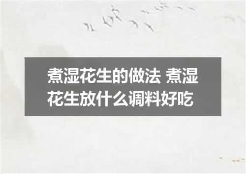 煮湿花生的做法 煮湿花生放什么调料好吃