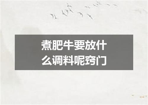 煮肥牛要放什么调料呢窍门